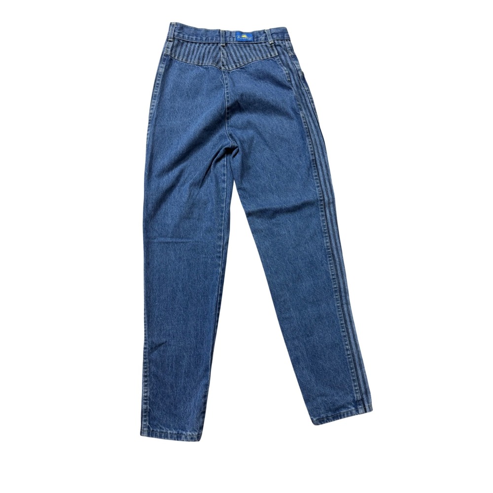 Vintage 80s Chic High Waist Tapered Jeans Striped Denim Women's 8/9 - Picture 2 of 6
